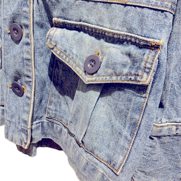 Me Jane - Denim Blue Jean jacket, hip length with tapered waist, vintage, Size:L - Picture 2 of 8